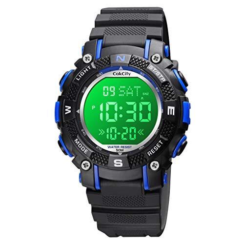 【まとめ買い】 - キッズデジタルスポーツ防水腕時計 CakCity アウトドアLED7色ライト電子腕時計 夜光 ガールズボーイズ用 腕時計