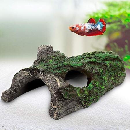 ベビーグッズも大集合 AQQA Aquarium Trunk Decoration,Resin Hideout Caves Hollow Tree Log Trunk Ornament，Driftwood for Betta Fish Reptiles Turtles (S) その他インテリア雑貨、小物