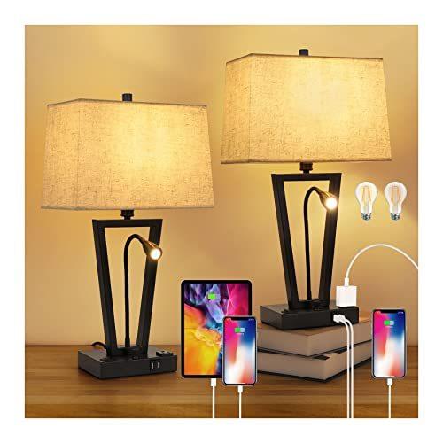 2021年新作 Nightstand Outlet, AC and Port USB with Lamps Bedside 2 of Set Room Living for Lamps Table Dimmable Lamps Readin Gooseneck Flexible LED with テーブルライト