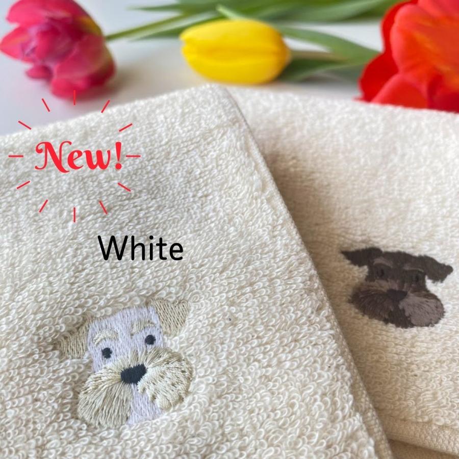 シュナウザー雑貨 オーガニックコットン 刺繍 タオルハンカチ 犬雑貨