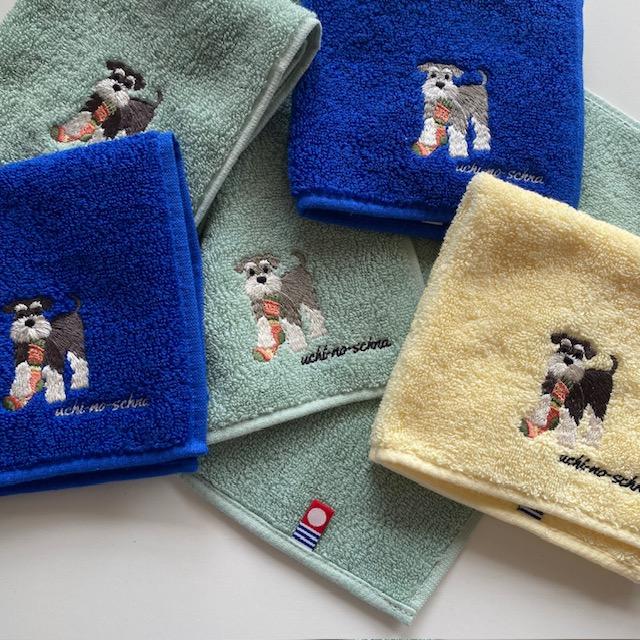 靴下シュナ　シュナウザ―雑貨　タオルハンカチ　ハンカチ　シュナウザー刺しゅう　今治タオル　ギフト　お誕生日　プレゼント　入学　卒業　犬友　返礼品 | 