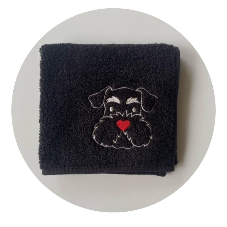 ハートシュナ　シュナウザー雑貨　タオルハンカチ　犬雑貨　今治タオル　刺繍　プチギフト　お誕生日　お礼　プレゼント　ハート　卒業　転勤　母の日 |  | 02