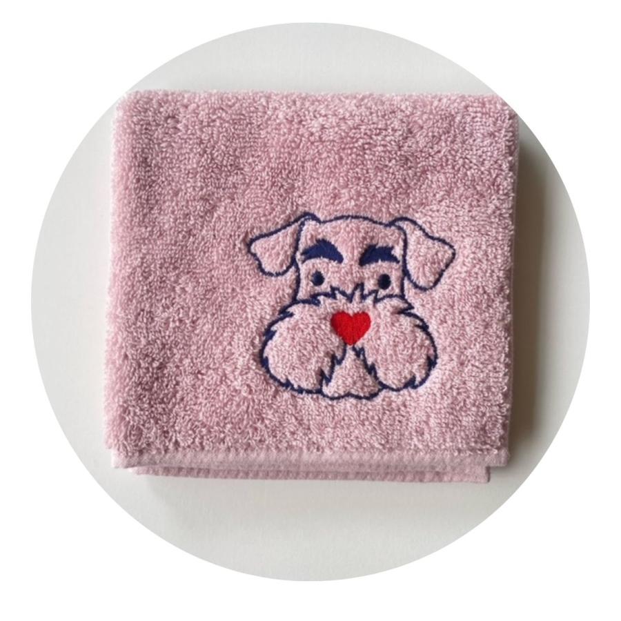 ハートシュナ　シュナウザー雑貨　タオルハンカチ　犬雑貨　今治タオル　刺繍　プチギフト　お誕生日　お礼　プレゼント　ハート　卒業　転勤　母の日 |  | 03