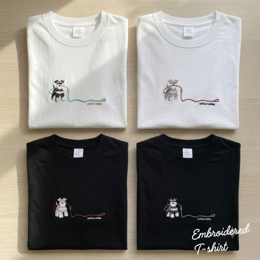 シュナウザ―雑貨 tシャツ シュナウザー刺しゅう リードシュナ 犬雑貨