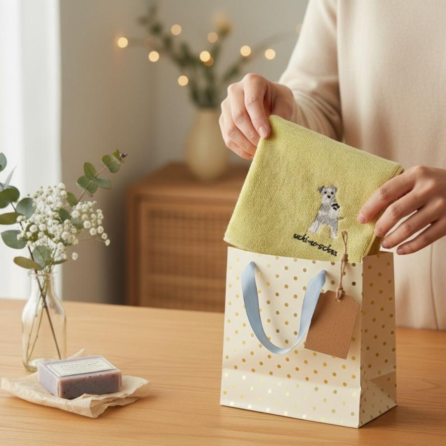 ハイタッチ シュナウザ―雑貨 タオルハンカチ 犬雑貨 今治タオル