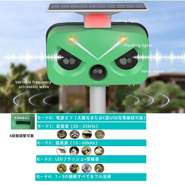 【2023新商品】猫よけ対策 猫撃退 ネコよけ 害獣撃退 超音波 ソーラー式 猫退治 USB充電 猫よけグッズ 鳥害対策 電池交換可能 音量調整 028-2 |  | 04