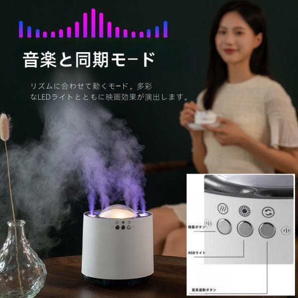 アロマディフューザー 加湿器 LEDライト付き 音楽同期 調色 加湿力 超