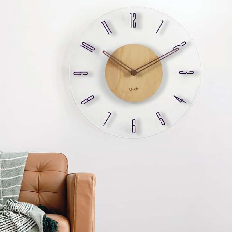 掛け時計 電波時計 壁掛け時計 北欧 くるみ おしゃれ 音がしない 柱