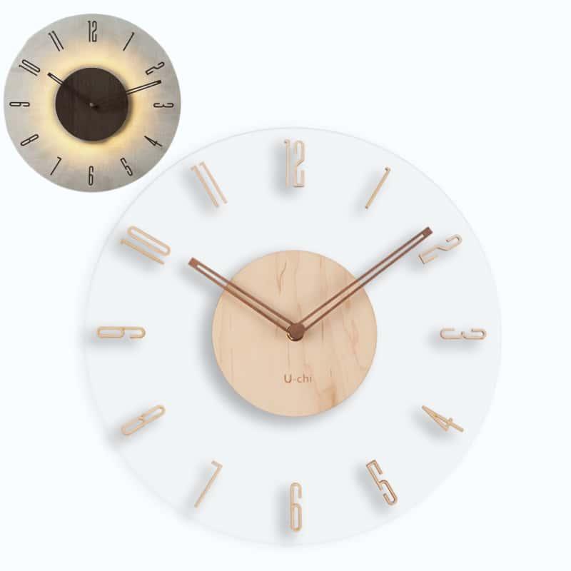 壁掛け時計 センサーライト機能付き 北欧 くるみ おしゃれ 音がしない 柱時計 木製 ウッド 天然木 育児にも活用 |  | 04