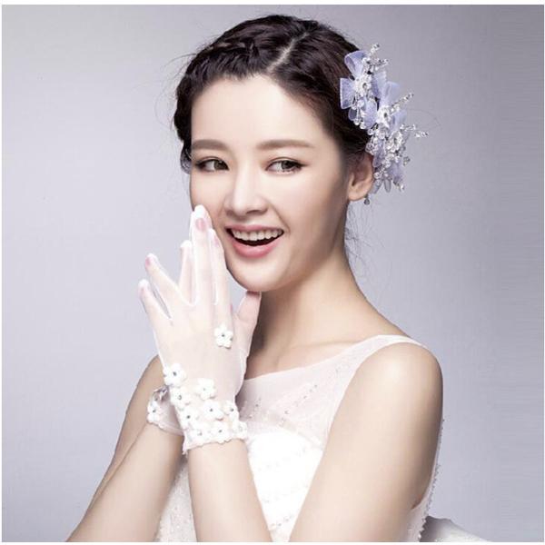 ウエディンググローブ　おしゃれ かわいい　ホワイト　グローブ　海外ウエディング パーティー 結婚式  花嫁　手袋　結婚式 |  | 01