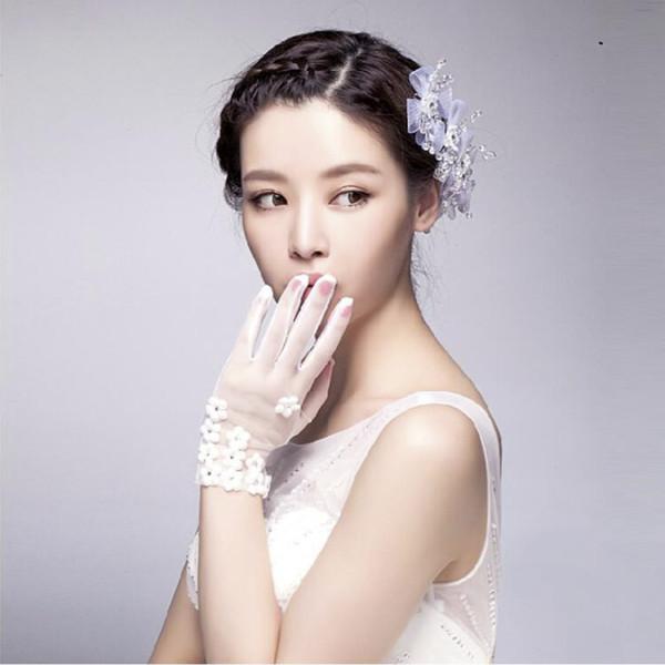 ウエディンググローブ　おしゃれ かわいい　ホワイト　グローブ　海外ウエディング パーティー 結婚式  花嫁　手袋　結婚式 |  | 03