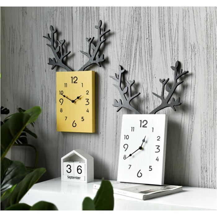 鹿の角 壁掛け時計 掛け時計 かけ時計 壁飾り 北欧 おしゃれ