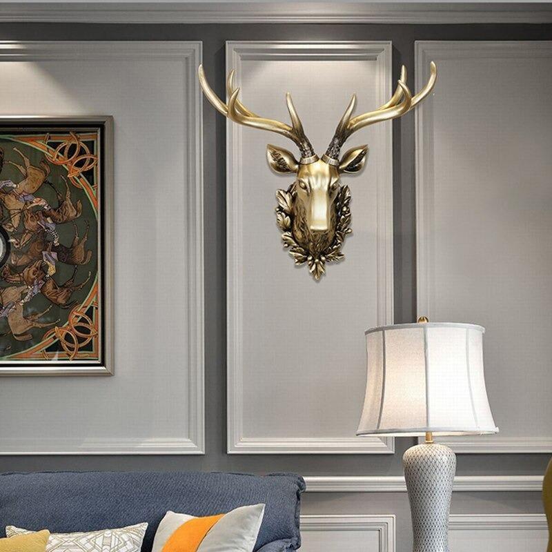 鹿 頭 彫像 リアル 3D 動物 彫刻 壁掛け 壁画 アンティーク オブジェ ヨーロッパスタイル ゴールド ブロンズ 高級感  :uc000012:uchicafe - 通販 - Yahoo!ショッピング