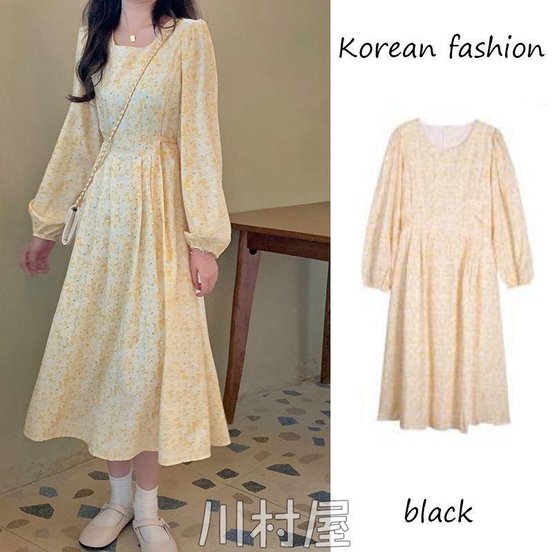 ワンピース トレンド オシャレ カワイイ デート レトロ ロングワンピース ワンピ 流行 秋 結婚式 長袖 韓国ファッション