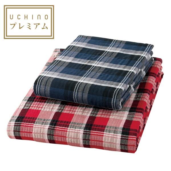 UCHINO マシュマロガーゼ チェックスロー M 約140×100cm ブランケット
