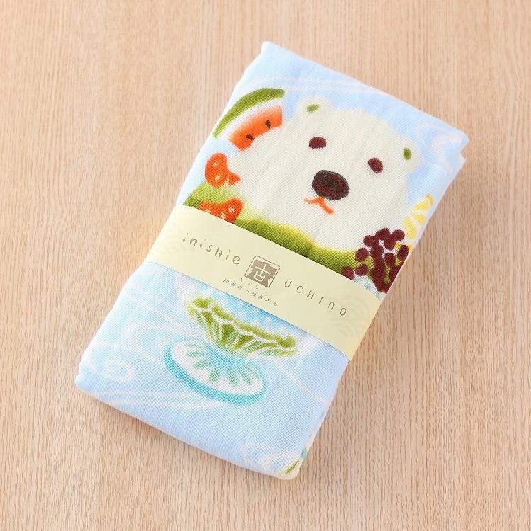 UCHINO inishie(いにしへ) しろくま金時 ガーゼ×パイル ガーゼタオル