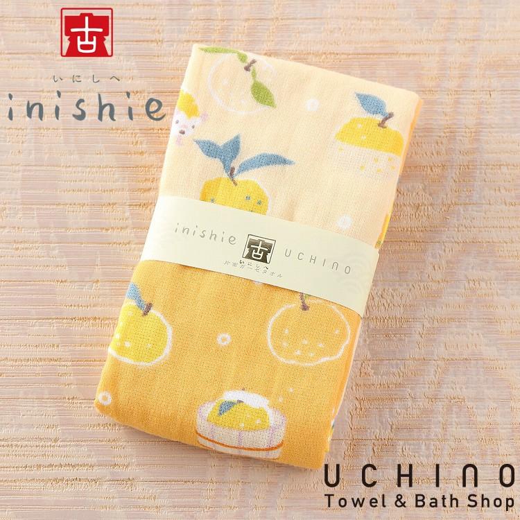 UCHINO (SALE) いにしへ ゆずまる 浴用タオル 約33×81cm ガーゼタオル