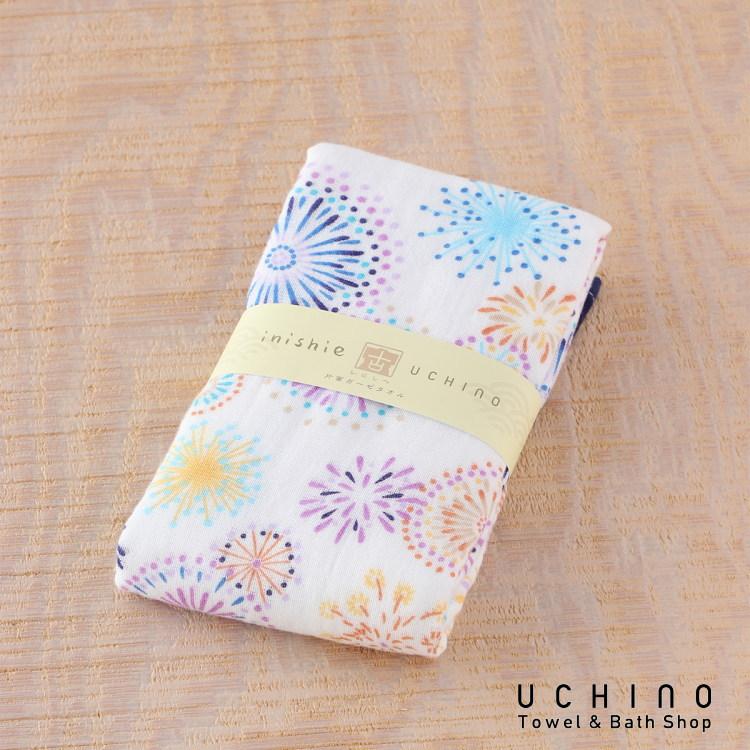 UCHINO いにしへ にじいろ 浴用タオル ガーゼタオル 手ぬぐい 花火 夏