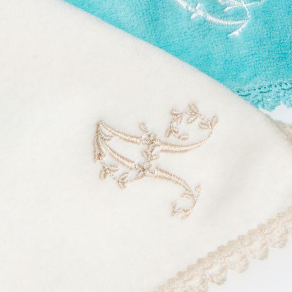 UCHINO タオルハンカチ イニシャル刺繍 カラーレター アイボリー 名