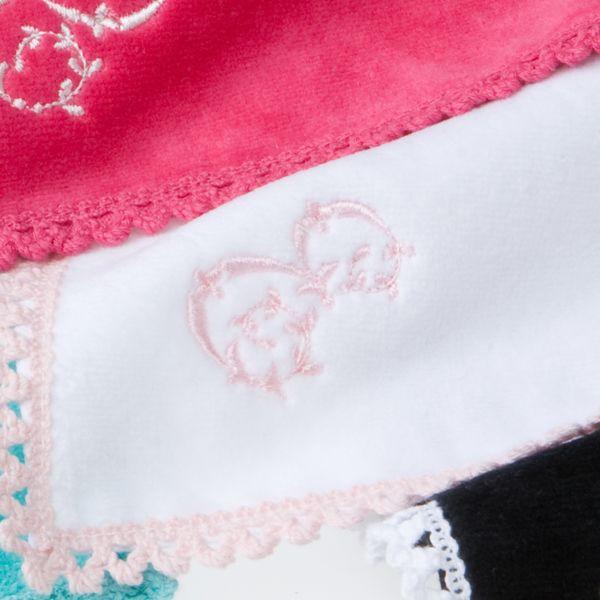 UCHINO タオルハンカチ イニシャル刺繍 カラーレター ホワイトxピンク