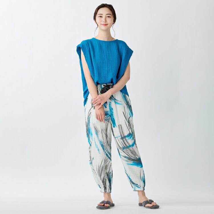 UCHINO SALE UCHINO公式店 クレープガーゼブルーパームレディース