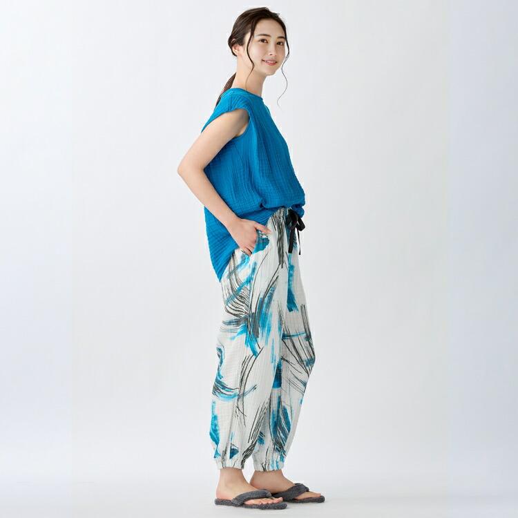 UCHINO SALE UCHINO公式店 クレープガーゼブルーパームレディース