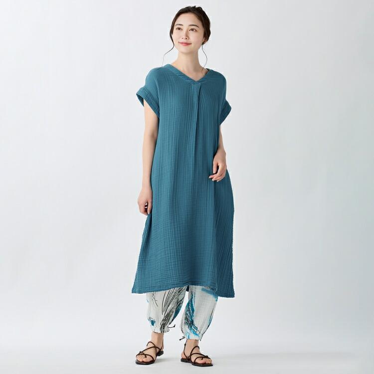 UCHINO SALE UCHINO公式店 クレープガーゼブルーパームレディース