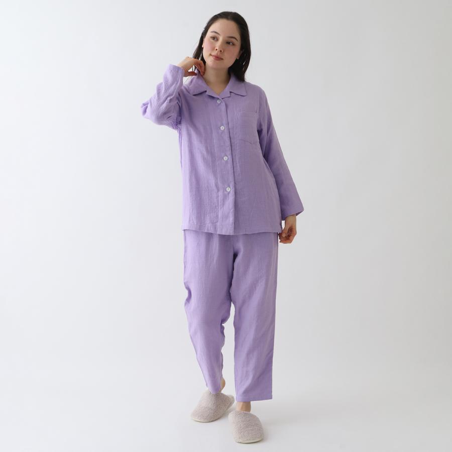 uchinoウチノ　綿100%長袖パジャマ上下　ラベンダー　Mサイズ UCHINO ガーゼパジャマ レディース 長袖 秋冬 | マシュマロガーゼ