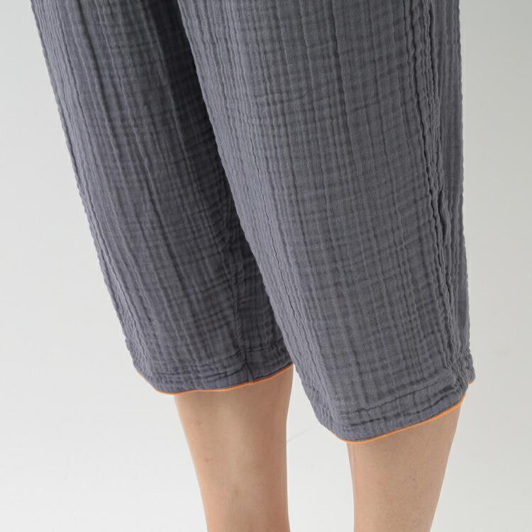 新品‼️ウチノuchinoパジャマMサイズクレープガーゼプレミアム綿100％ UCHINO クレープガーゼ ノーカラーメンズパジャマ 綿100% サマー