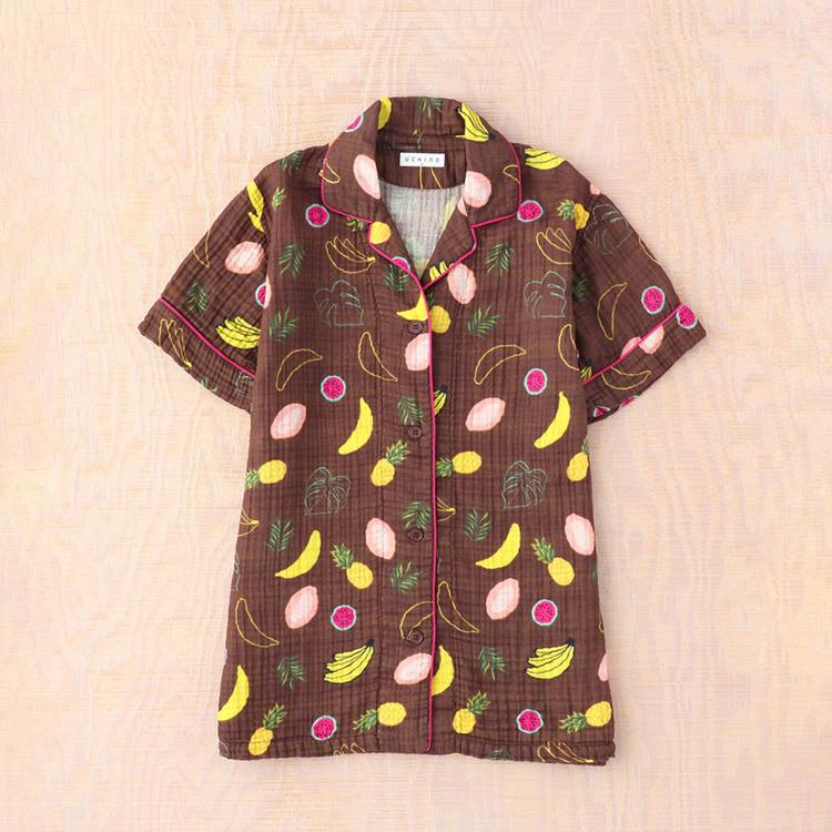 UCHINO クレープガーゼ プリント 半袖 レディース パジャマ