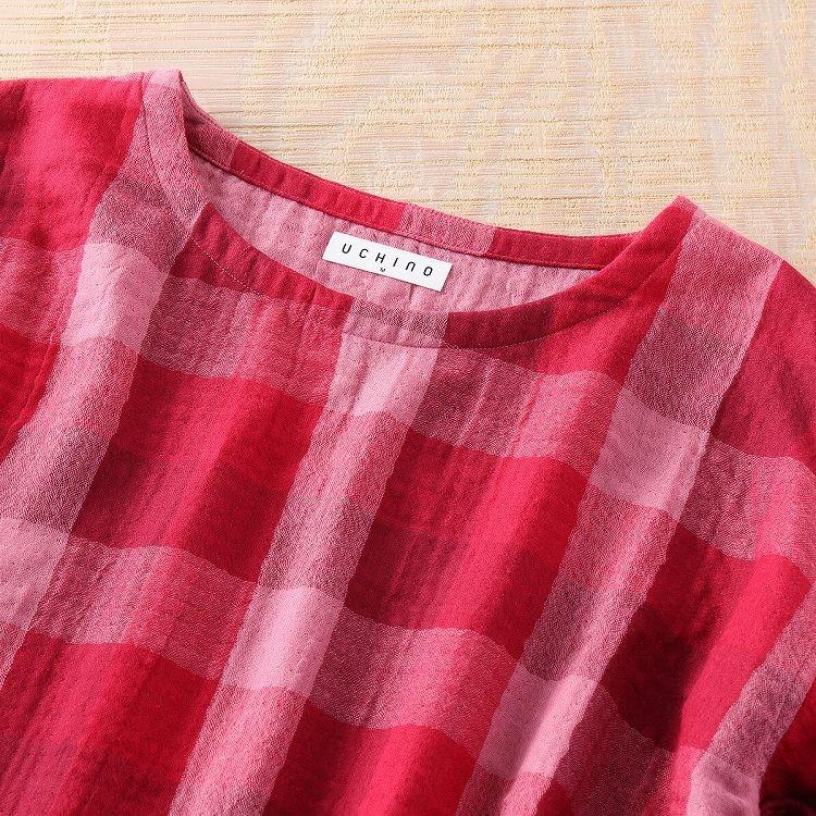 UCHINO (SALE)UCHINO マシュマロガーゼ ブロックチェック ロング