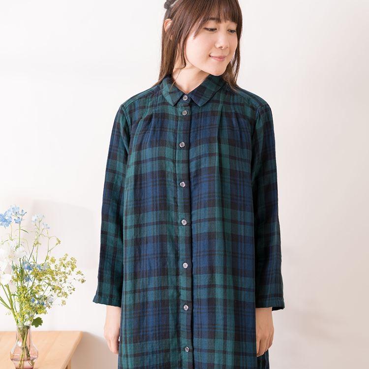 【新品未使用】ウチノ プレミアム マシュマロガーゼ 大柄チェック ワンピース UCHINO (SALE)ルームウェア レディース マシュマロガーゼ