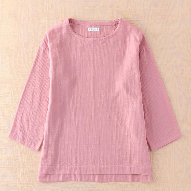 UCHINO マシュマロガーゼ レディース サイドスリット Ｔシャツ 長袖 おしゃれ  綿100％ 綿 シャツ ルームウェア ウチノタオル 内野タオル｜uchino｜03