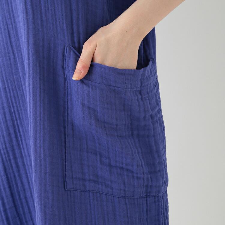 UCHINO クレープガーゼ パッチポケットワンピース ウチノ