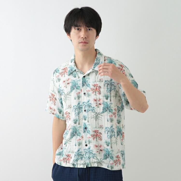 UCHINO SALE UCHINO クレープガーゼ アロハシャツ プリント柄 ルーム