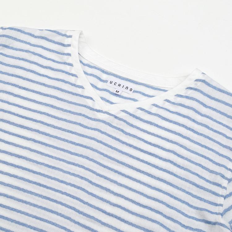 ウチノ　マシュマロガーゼ　ボーダーTシャツ UCHINO SALE ルームウェア メンズ マシュマロガーゼボーダー長袖T