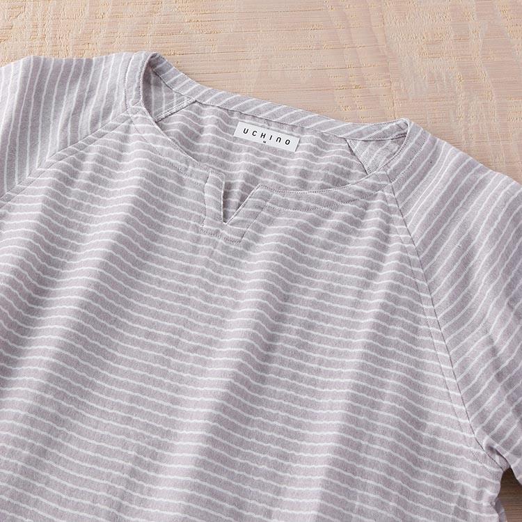 UCHINO SALE マシュマロガーゼ ボーダー メンズ Tシャツ ルームウェア