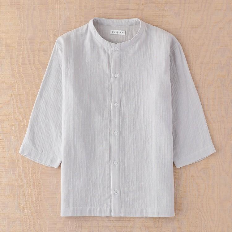 UCHINO SALE シャツ 七分袖 ルームウェア マシュマロガーゼ メンズ 七