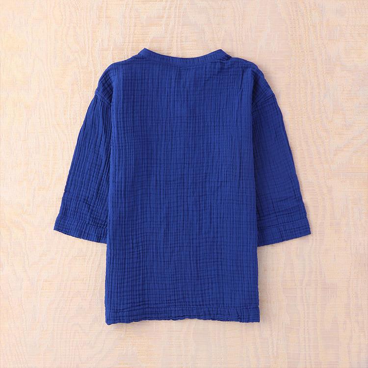 UCHINO (SALE)クレープガーゼ 七分袖 スキッパー レディース シャツ