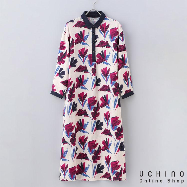 UCHINO (SALE)UCHINO マシュマロガーゼ レディス リーフプリント UCHINO (SALE)UCHINO マシュマロガーゼ レディス リーフプリント