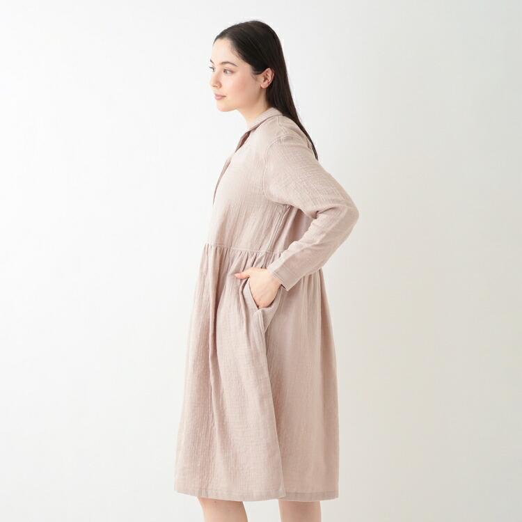 UCHINO　マシュマロガーゼ 前あき開襟ワンピース　S UCHINO SALE UCHINO マシュマロガーゼ 前あき開襟ワンピース ウチノ