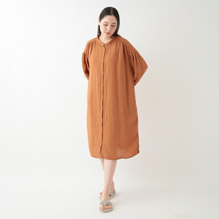 UCHINO SALE UCHINO クレープガーゼ 前あきギャザーワンピース ウチノ