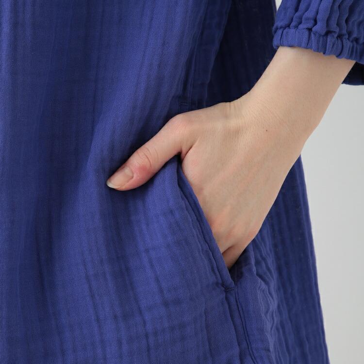 UCHINO SALE UCHINO クレープガーゼ 前あきギャザーワンピース ウチノ