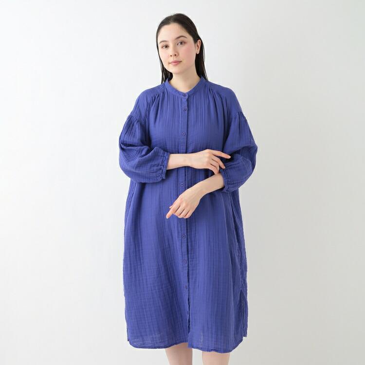 UCHINO SALE UCHINO クレープガーゼ 前あきギャザーワンピース ウチノ