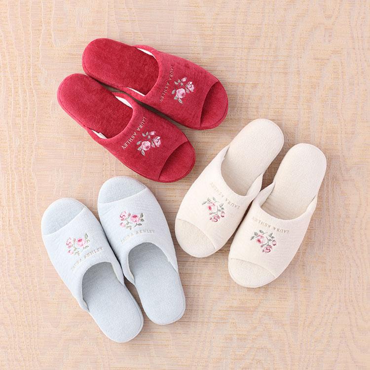 ローラアシュレイ　イーディ　トイレマット　＆　ウイルトン　スリッパ　ピンク ローラアシュレイ イーディ トイレマット ＆ ウイルトン スリッパ