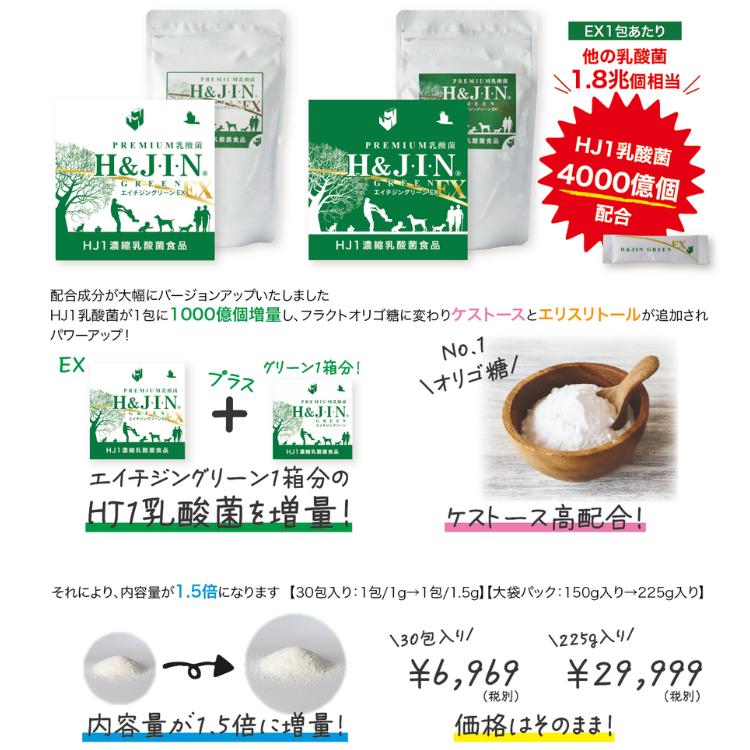 乳酸菌 エイチジン グリーンEX 動物用 30包入 H&JIN 犬用 猫用 : うち 