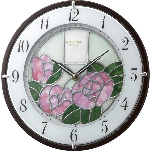 RHYTHM＞ ステンドグラスの掛け時計 4MY845HG13 : 宝石と時計の専門店