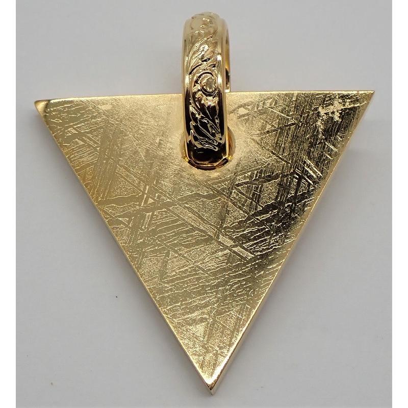 【純金メッキ】ギベオン隕石 穴あきペンダントトップ　9.3ｇ 【三角・大】　Gibeon meteorite