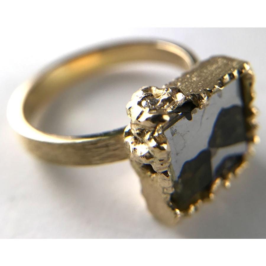 イミラック・パラサイト 石鉄隕石 リング 指輪 K18 18金 ミニダイヤ