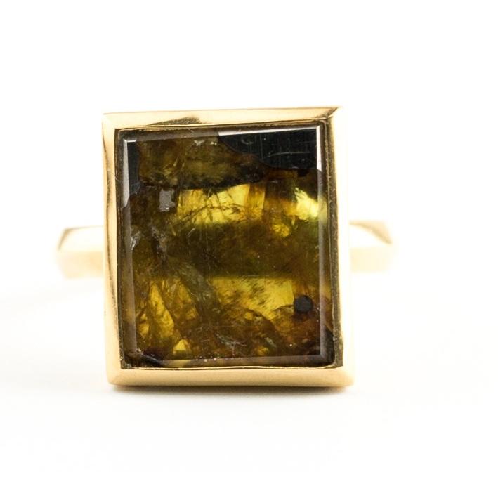 イミラック・パラサイト 石鉄隕石 リング 指輪 K22 22金 12号 四方窓